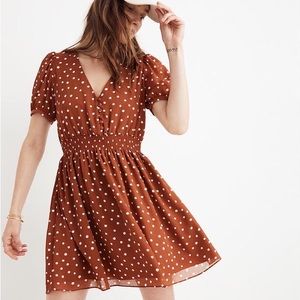 Madewell smock-waisted mini dress in ink spot dots